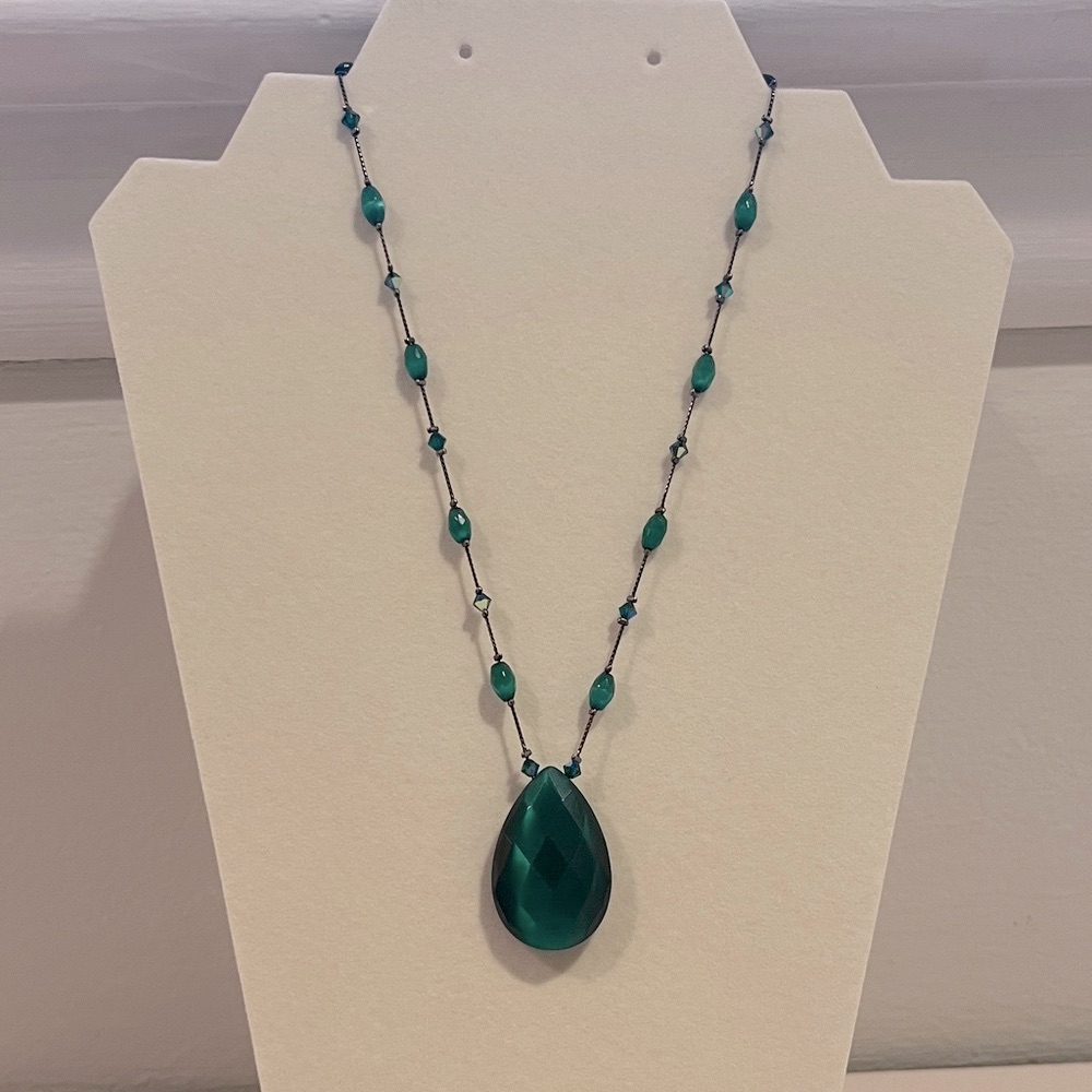 Dabby Reid Emerald Teardrop Pendant Necklace